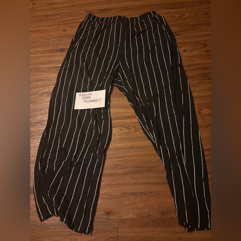 Black Striped Straight Leg Pants